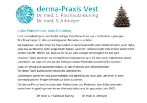 Hautarztpraxis derma-Praxis-Vest Weihnachtsbrief